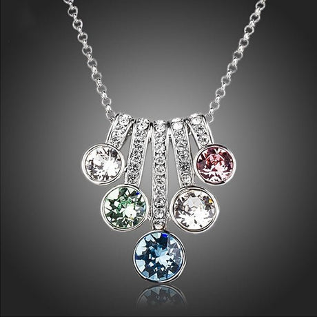 Womens Five Series Color Pendant Necklace with Austrian Crystalsbk