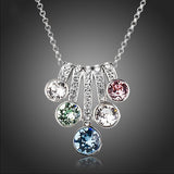 Womens Five Series Color Pendant Necklace with Austrian Crystalsbk