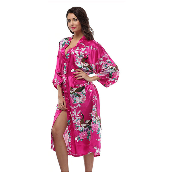 Bright Pink Mommy and Me Robes, Floral, Satin, Womens Kimono Robe, all SKUs