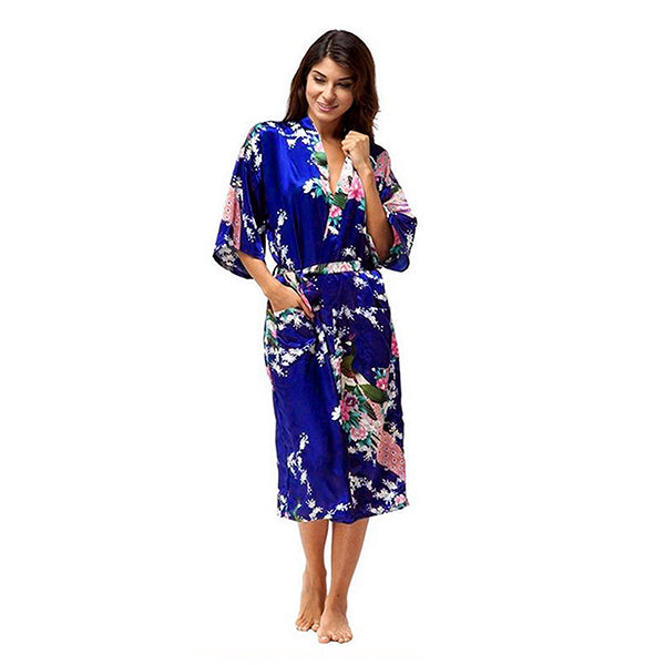 Jewel Blue Mommy and Me Robes, Floral, Satin, Womens Robe, all SKUs