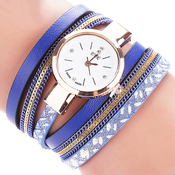 womens goldtone bracelet watch royal blue onhand