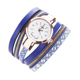 womens goldtone bracelet watch royal blue