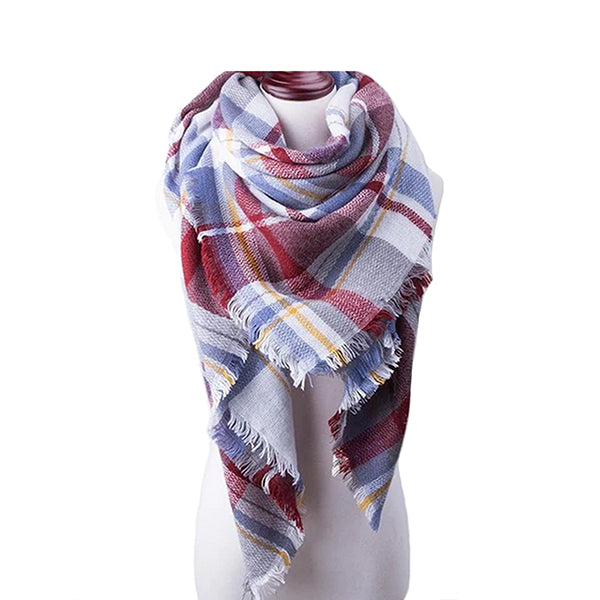 Womens Large Cold Weather Scarf Blue Dark Red 31 Main