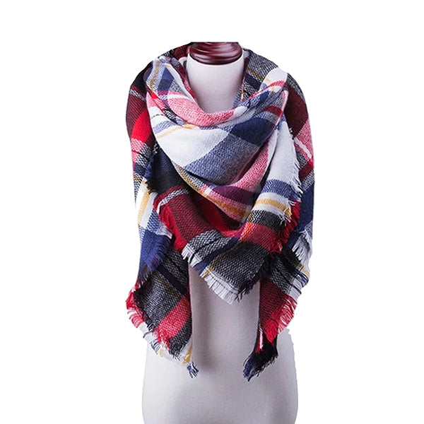 Womens Large Cold Weather Scarf Blue Red White 30 Main
