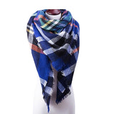 Womens Large Cold Weather Scarf Royal Blue Plaid 24 Main