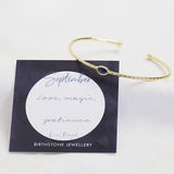 Womens Organic Style Birthstone Bangle Bracelet with Jewelry Box, September Birthdays, Gift for Virgos