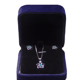 Womens Pendant Necklace and Earrings Set, 925 Sterling Silver