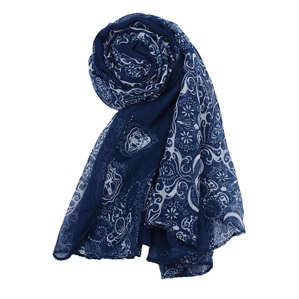 Porcelain Womens Scarf Flat, Dark Blue