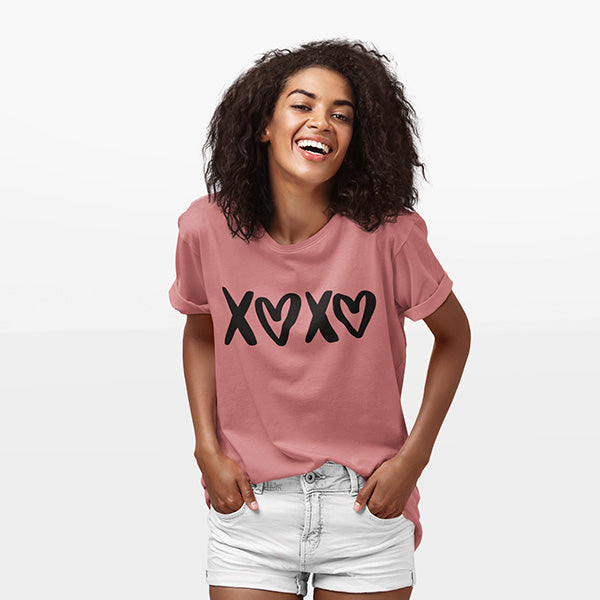 Yimoya Women's Cheetah Print Valentine Shirt - Cute Buffalo Plaid Love Heart XOXO Graphic Tee, Pink